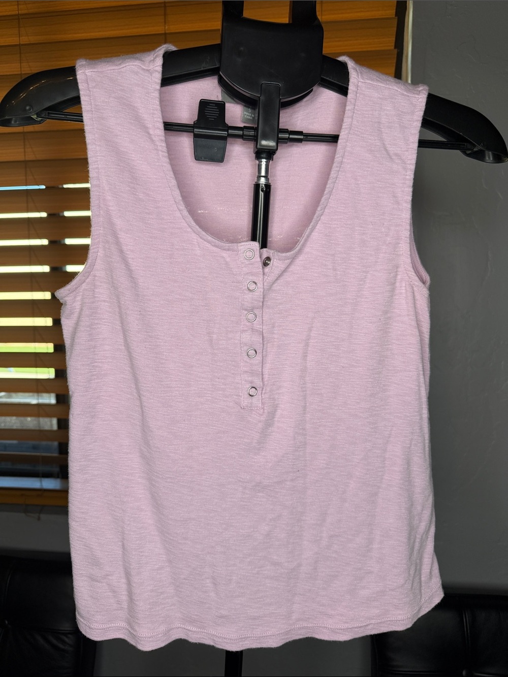 Marled Light Pink Henley Tank Top